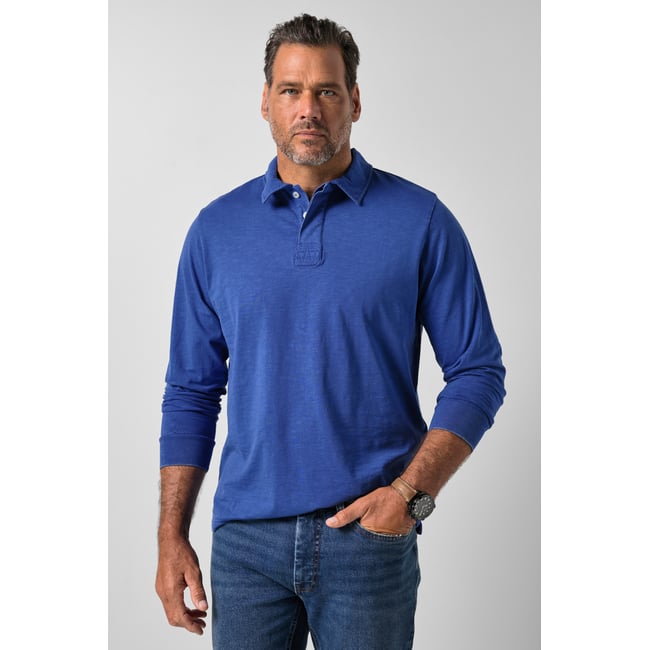 Polo à manches longues, jersey épais bleu roi <span itemprop=
