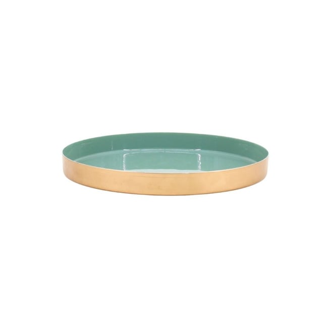 Plateau rond vert, doré 25cm Couleur vert <span itemprop=
