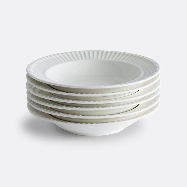 Lote de 6 platos hondos de porcelana, Jewely blanco <span itemprop=
