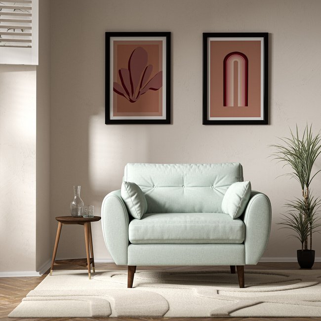 Ada Scandi Buttoned Soft Brushed Snuggle Chair with Dark Wood Legs - ÉDITÉ