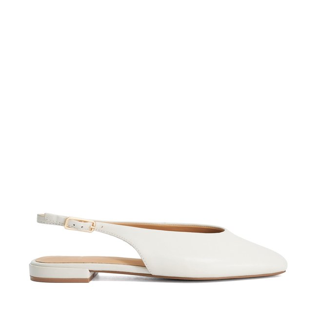 Ballerines à bride arrière en cuir - HEARTBEAT ecru-leather <span itemprop=