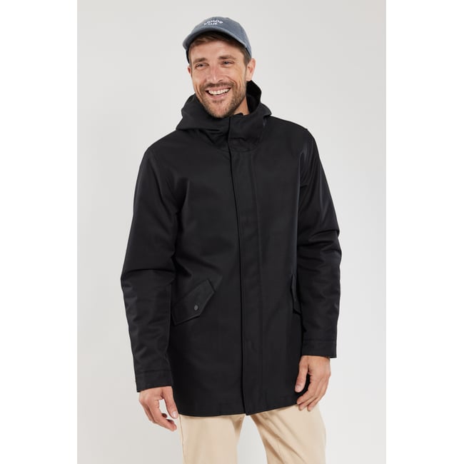 Parka courte en coton noir <span itemprop=