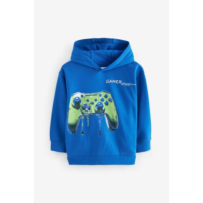 Sweat à capuche graphique bleu cobalt contrôleur <span itemprop=