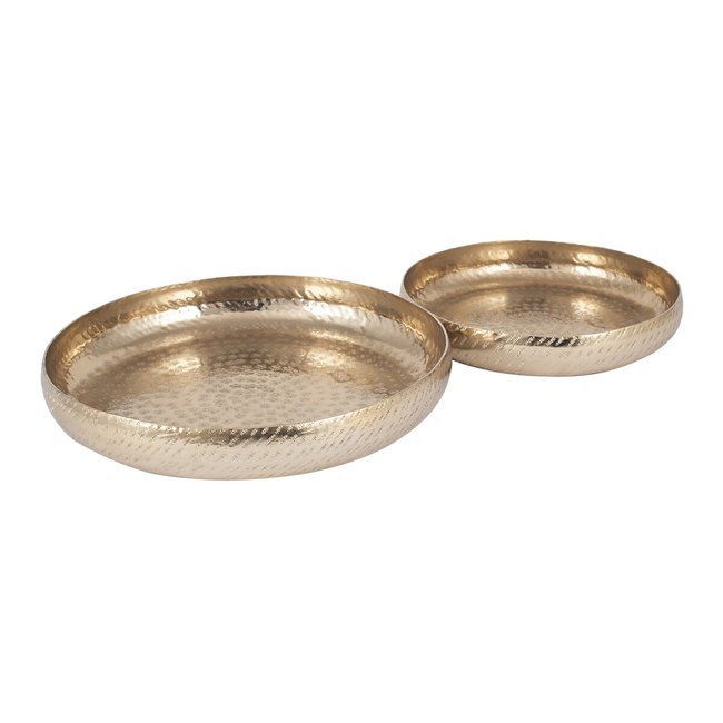 Set of 2 Gold Hammered Metal Bowls, gold-coloured, SO'HOME