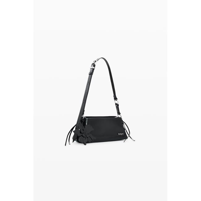 Sac moyen effet cuir charm noir <span itemprop=