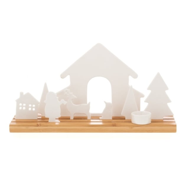 Bougeoir village de Noël Couleur blanc <span itemprop=