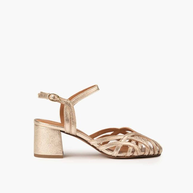 Sandale cuir pailleté OCTAVIA doré clair <span itemprop=