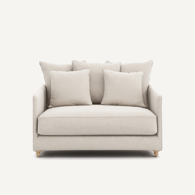 Canapé 2 places, convertible, en toile chinée, LAZARE Couleur ivoire <span itemprop=