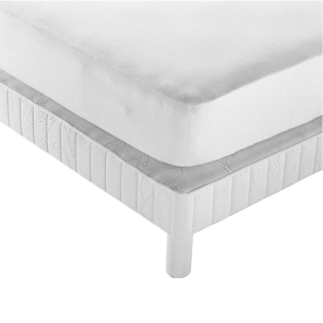 Protège-matelas bouclette biologique imperméable - BERENICE Couleur blanc <span itemprop=