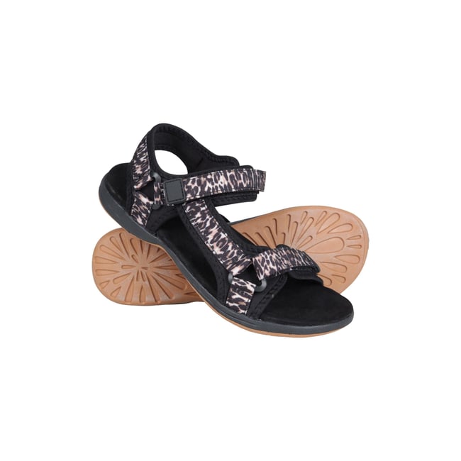 Sandales à scratch motif/style imprimé BEACHTIME noir <span itemprop=