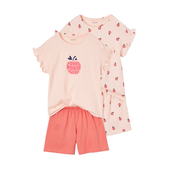 Lot de 2 Pyjashorts pommes rose pâle <span itemprop=