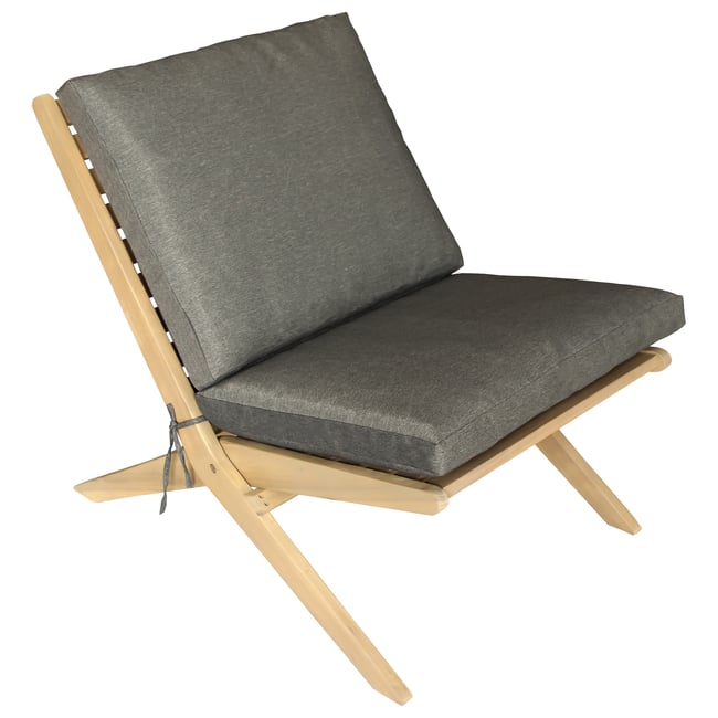 Fauteuil pliant acacia FARO coussin gris, FARO gris, bois <span itemprop=