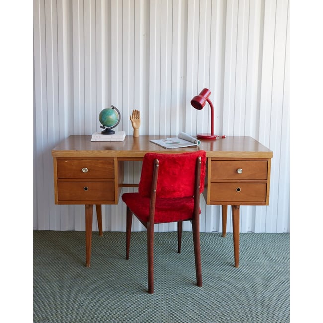 Bureau style scandinave en bois Yvan N°572 - Bon état Couleur bois clair <span itemprop=