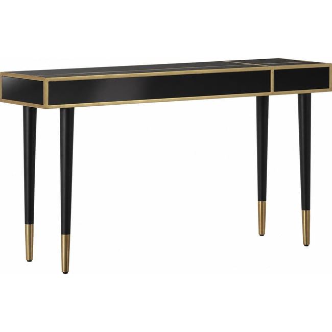 Console esprit glamour avec miroir Couleur noir et doré <span itemprop=