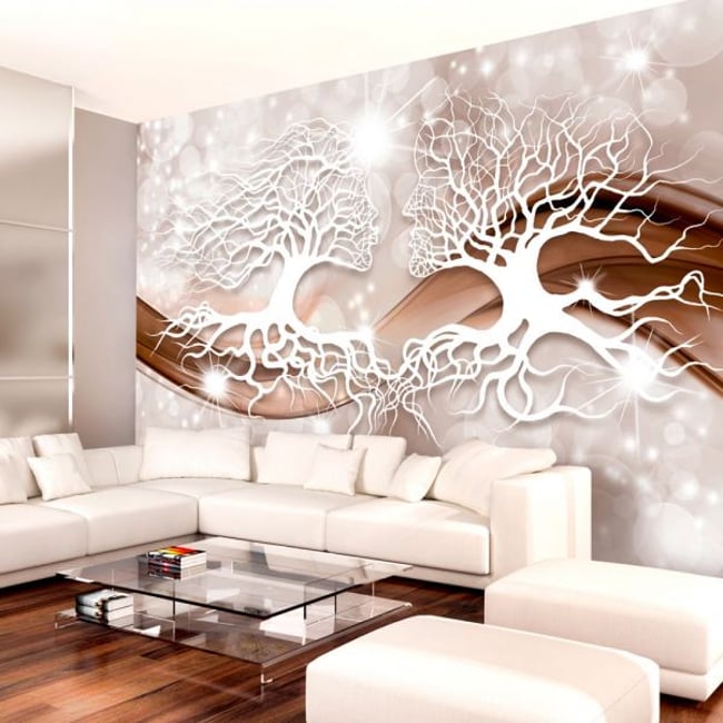 Papier peint intissé panoramique Abstractions Structure of Love Couleur gris / argent <span itemprop=