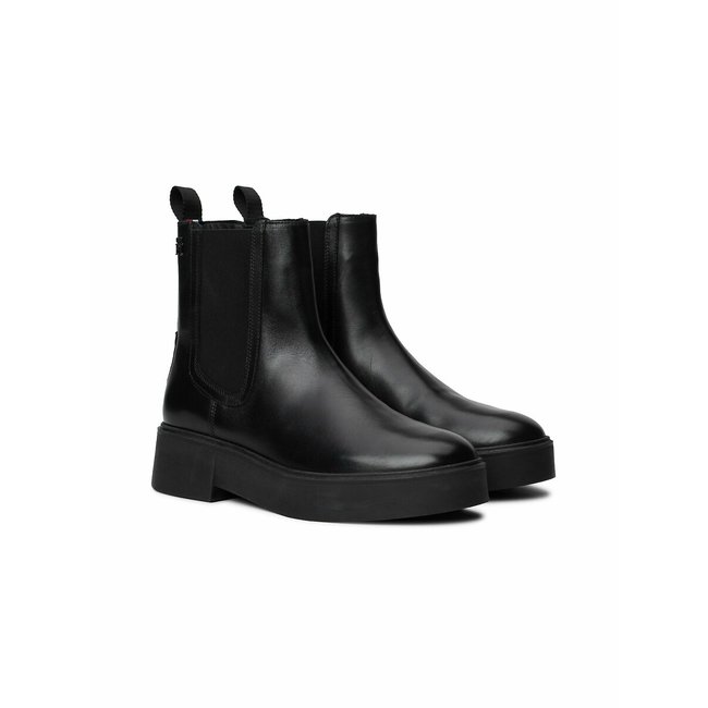 Chelsea-Boots Minimal aus Leder schwarz <span itemprop=