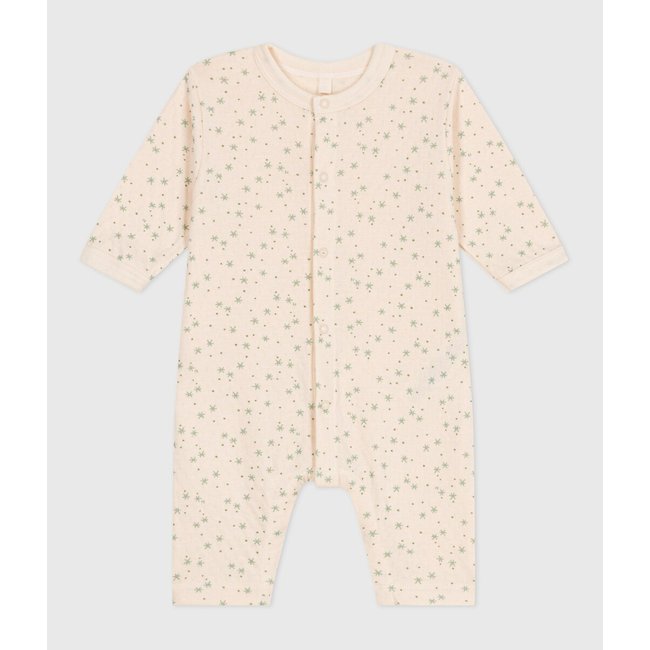 Combinaison imprimée petites étoiles en coton blanc <span itemprop=