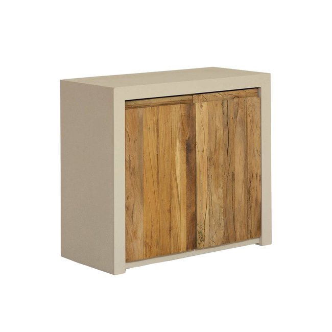Meuble sous vasque en bois effet béton DALVA Couleur bois clair <span itemprop=