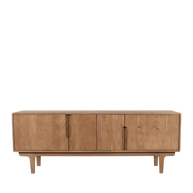 Meuble tv 4 portes en bois massif L150cm- BOGOR Couleur bois <span itemprop=