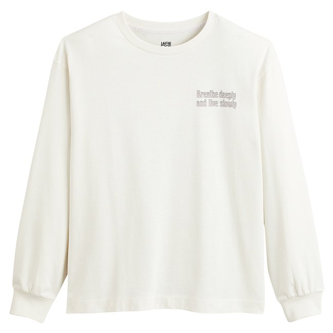 Langarmshirt mit Messageprint ecru <span itemprop=