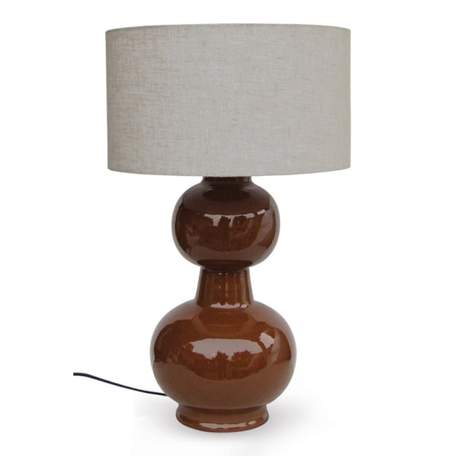 Grande lampe à poser métal laqué caramel Laki Couleur marron <span itemprop=