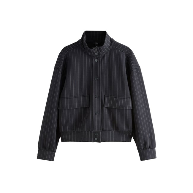 Veste style militaire à fines rayures noir <span itemprop=