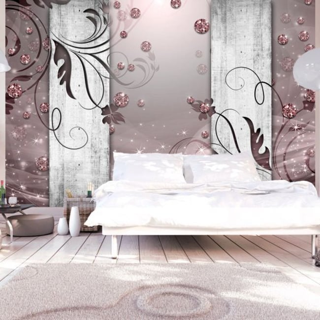 Papier peint intissé panoramique Fireflies Couleur gris / argent <span itemprop=