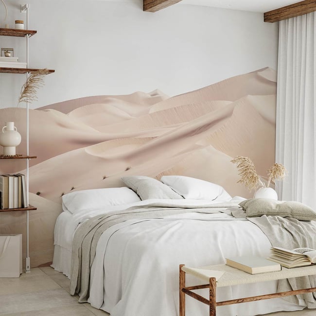Papier peint panoramique dune de sable rose Couleur intissé <span itemprop=