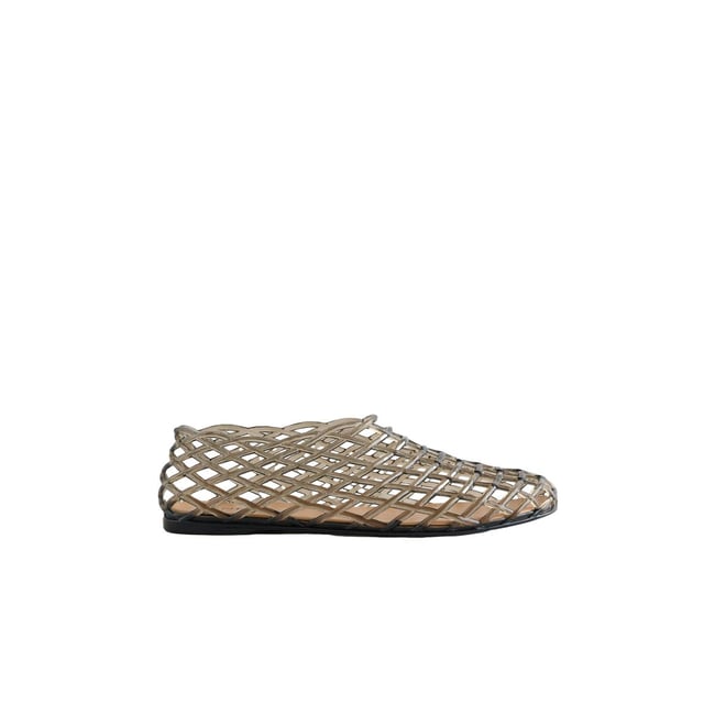 Ballerines plates et souples à empeigne haute gris <span itemprop=