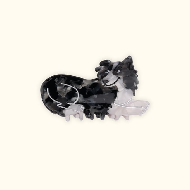 Pince à cheveux BORDER COLLIE noir et blanc <span itemprop=