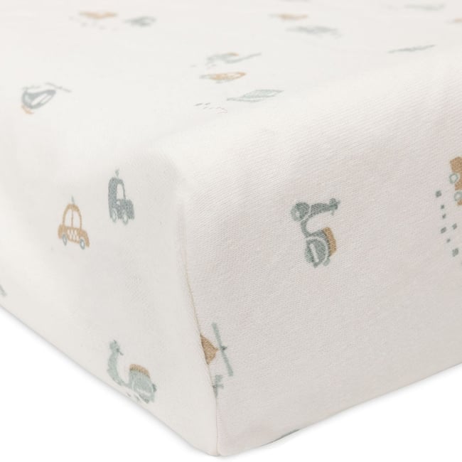 Housse de matelas à langer en jersey bleu, marron <span itemprop=