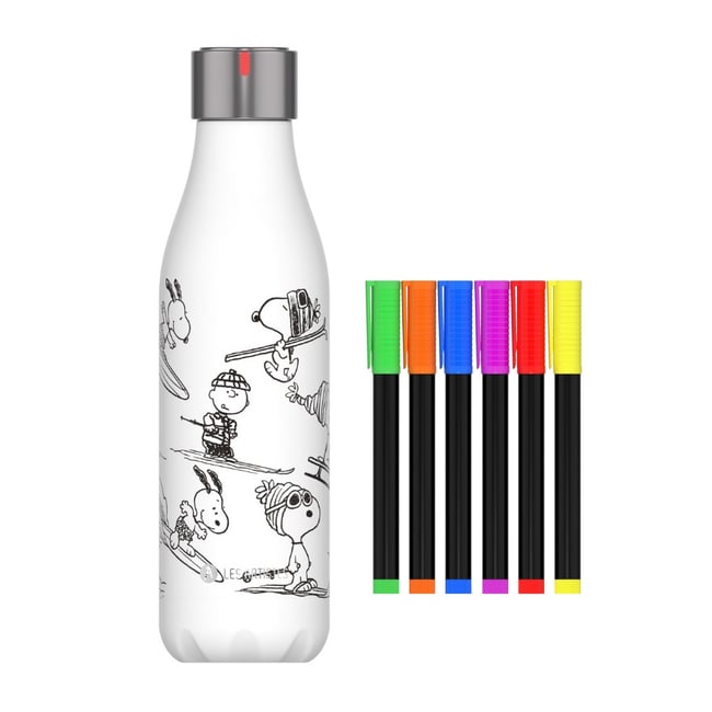 Bouteille isotherme à colorier Snoopy 500 ml Couleur blanc <span itemprop=