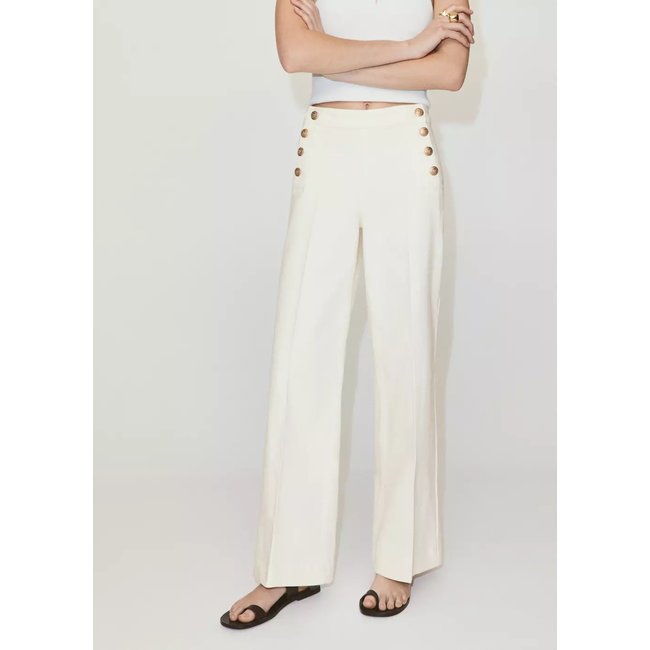 Jean wide leg boutons latérales blanc <span itemprop=