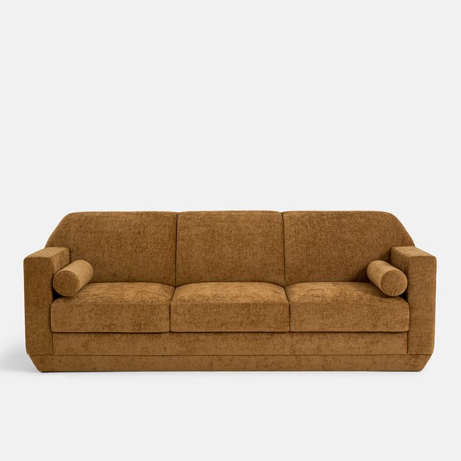 Canapé 3 places, en chenille flammée, ANGIE bronze <span itemprop=