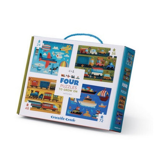 4 puzzles - les vehicules 24, 36, 48 et 72 pcs - CROCODILE CREEK