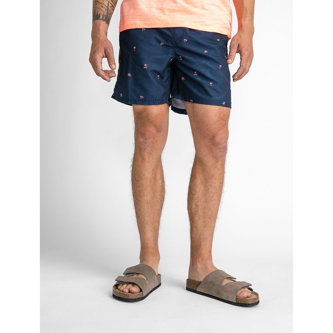 Palm Tree Swim Shorts, navy blue, PETROL INDUSTRIES