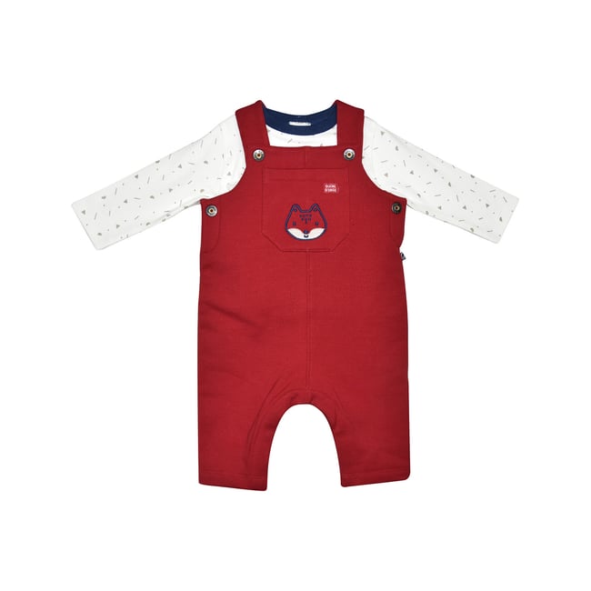 Tee shirt salopette jeoffrey molleton long bebe rouge <span itemprop=