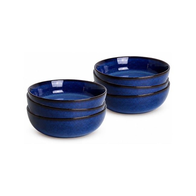 Lot de 6 assiettes creuses, BLUE MOON Couleur bleu <span itemprop=