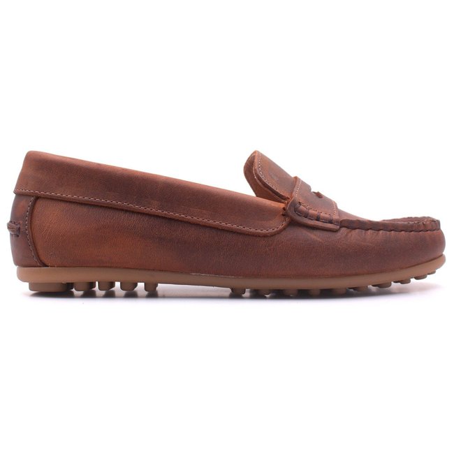Mocassin garçon a enfiler en daim AMBROISE marron <span itemprop=