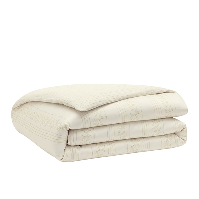 Housse de couette imprimée en satin de coton bio, GALERIE blanc hermine <span itemprop=