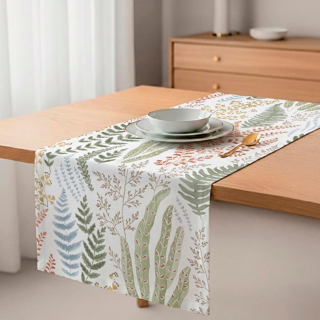 Chemin de table en coton Helecho multicolor <span itemprop=