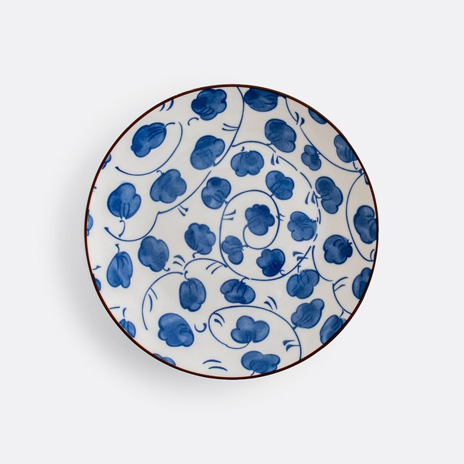 Lote de 4 platos de postre con motivo de flores, Rowl azul/blanco <span itemprop=