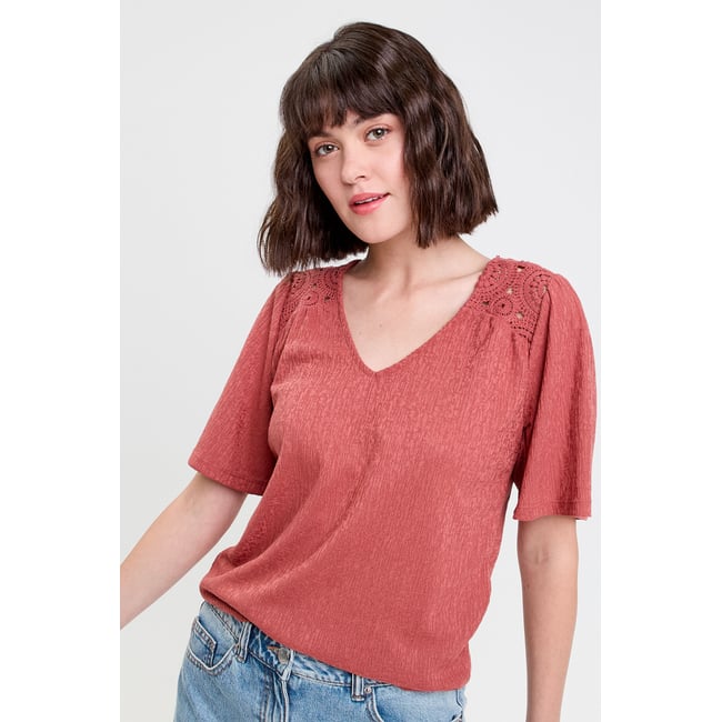 T-shirt manches courtes vieux rose <span itemprop=