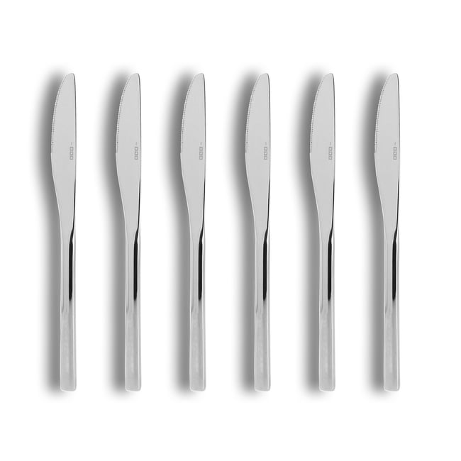 Lot de 6 couteaux de table en acier inoxydable, NATURE Couleur inox <span itemprop=