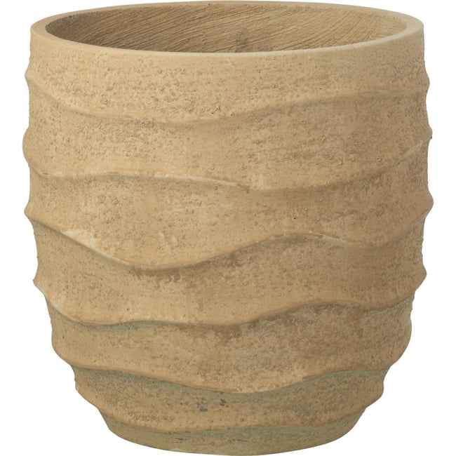 Cache-pot vague en pierre Couleur sable beige <span itemprop=