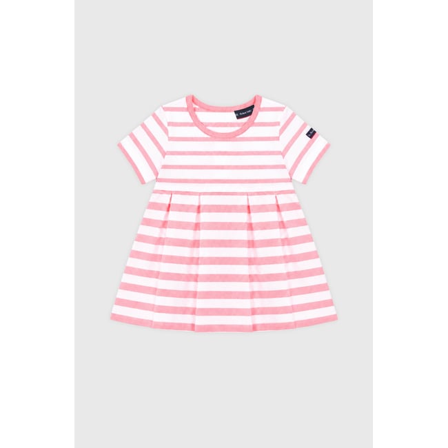 Robe rayée Baby - coton léger dahlia/ blanc <span itemprop=