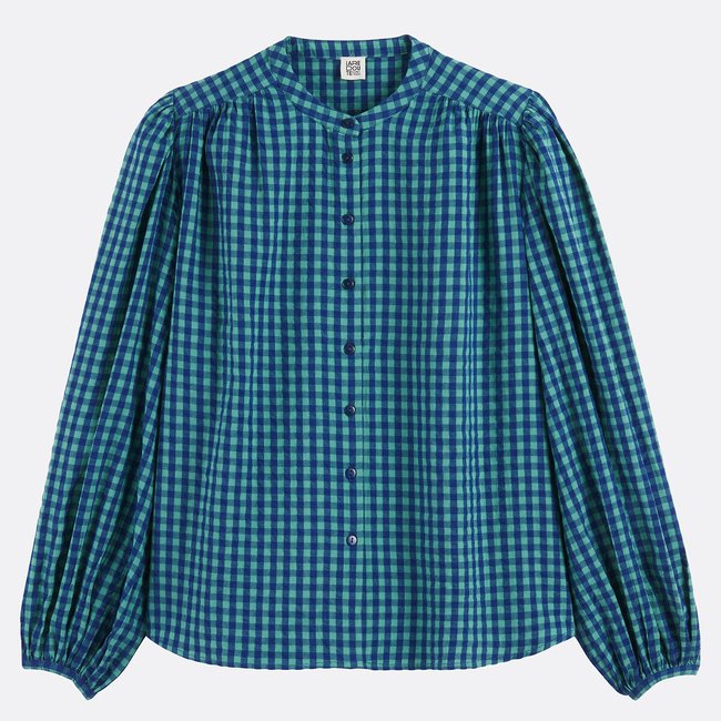 Camicia con colletto Mao, a quadri, Signature LISE quadri blu/verde LA REDOUTE COLLECTIONS