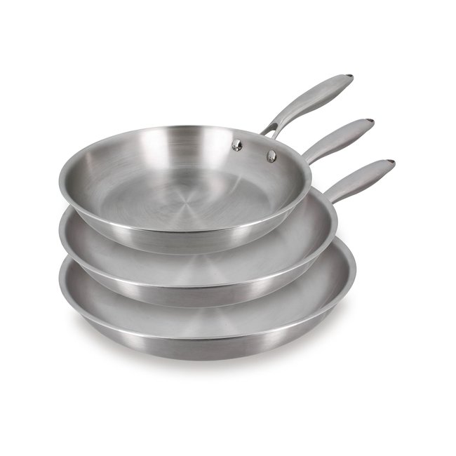 Set de 3 poêles en acier inoxydable, TRINOX inox <span itemprop=