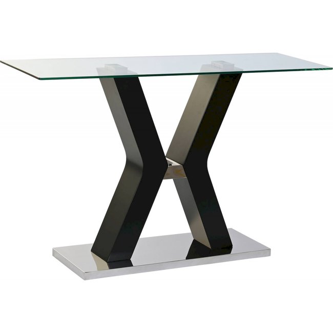 Console en verre trempé, Moderno Couleur noir intense et épuré <span itemprop=