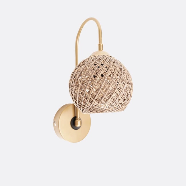 Настенная лампа из металла с абажуром из джута, SP021 / СП021 коричневый SO'HOME